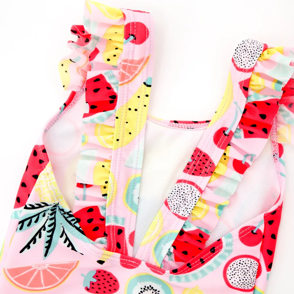 Для малышей для маленьких девочек оборки бретели печати слитные купальники