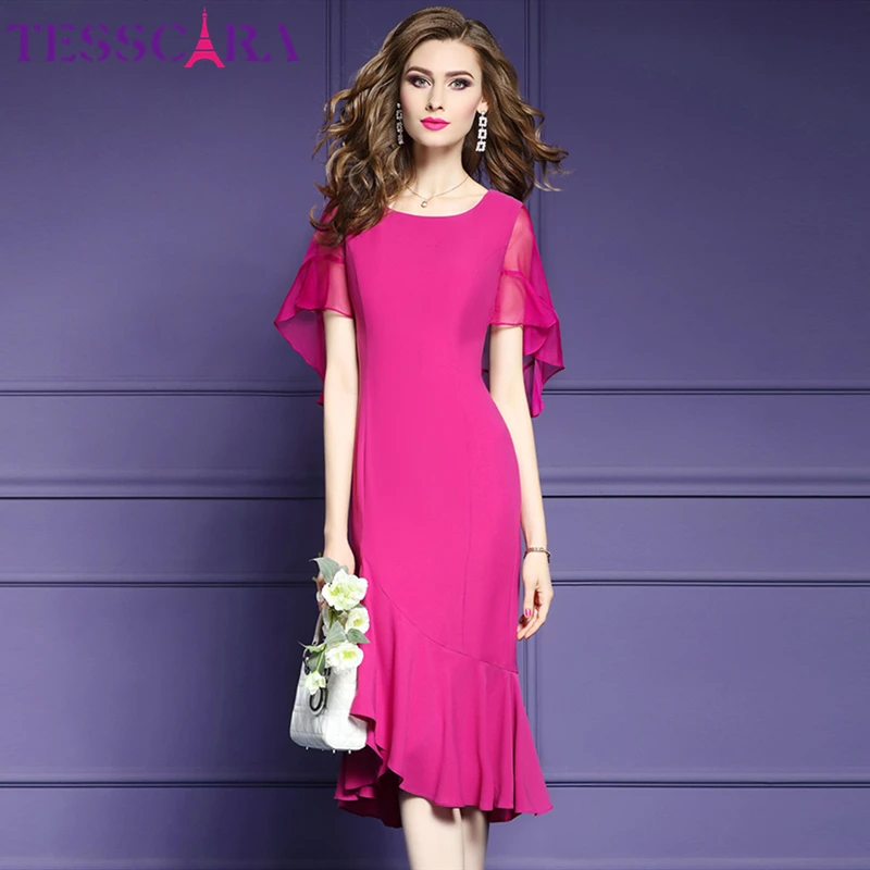 Женское шифоновое платье TESSCARA длинное винтажное коктейльное платье-русалка в