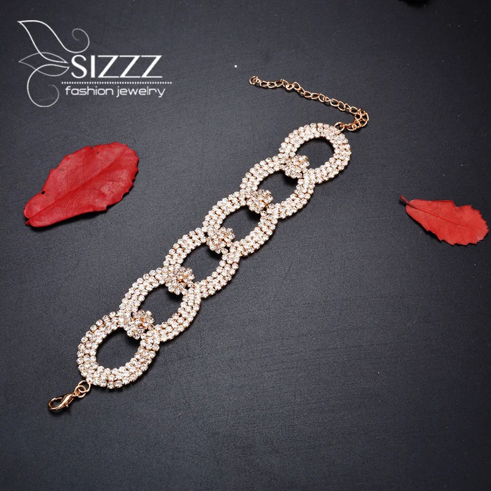 CZ Кристалл браслет с цирконом цепи Золото Серебро Strand браслеты для женщин