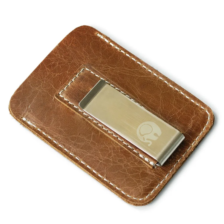 2019 NEW Genuine Cowhide Leather Money Clip Wallet Men Slip Metal Short Wallets Slim Clutch mini Convenient | Багаж и сумки