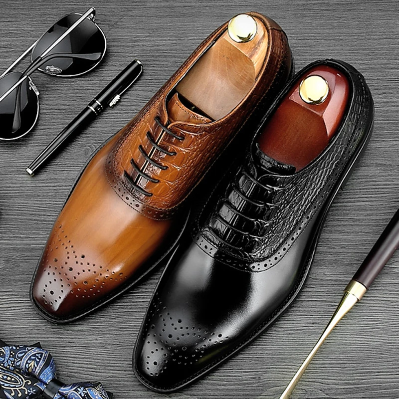 Торжественное платье мужские оксфорды ручной работы из натуральной кожи с