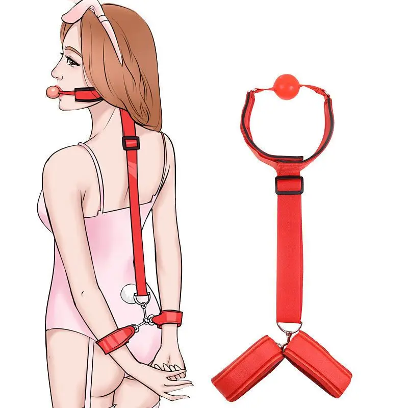 Bondage Restraint Handcuffs With Mouth Plug BDSM Adult Products Fetish Slave Sex Games Erotic Sexy Toys For Woman And Couples