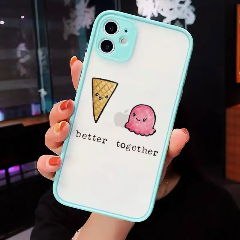 

Milk Biscuits BFF Couple cartoon Phone Cases matte transparent For iphone 7 8 11 12 plus mini x xs xr pro max cover