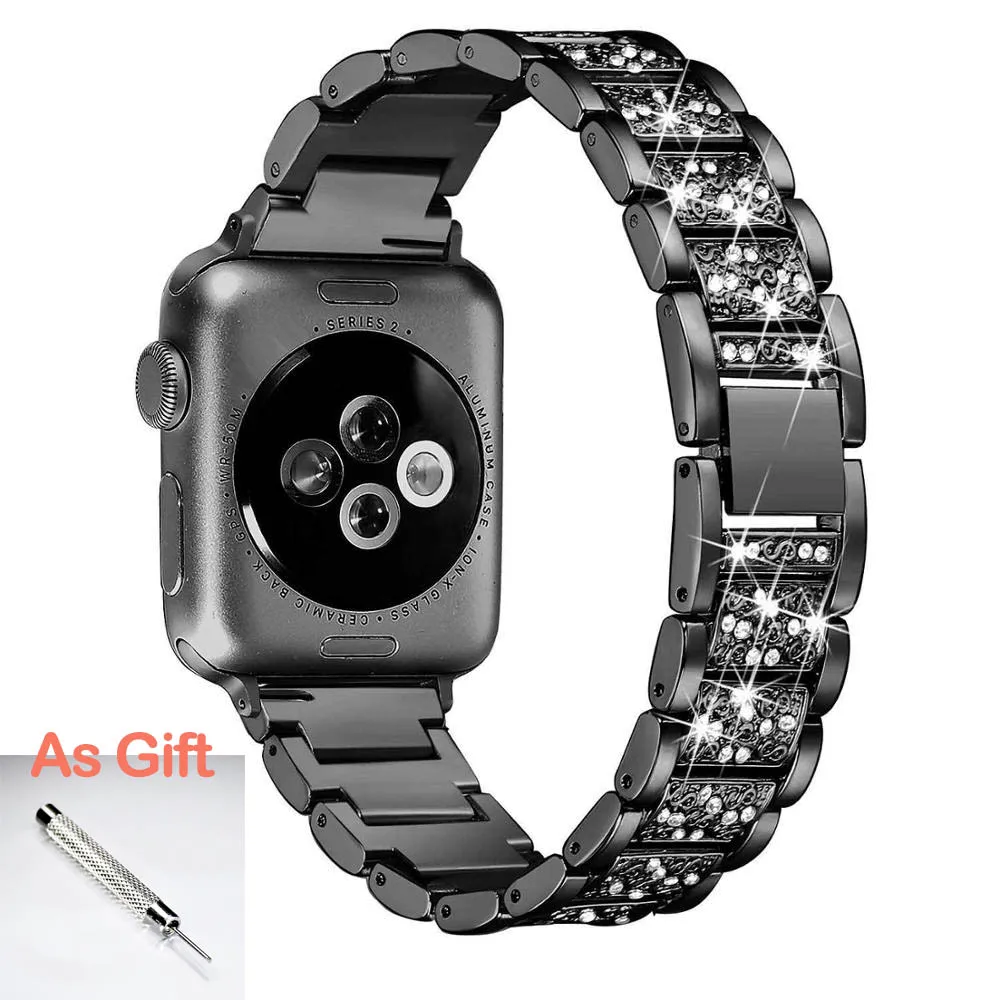 Ремешок из нержавеющей стали для Apple watch 5, 4 ремешка, 42 мм, 38 мм, iwatch 4, 3 ремешка, 44 мм, 40 мм, металлический ремешок для часов, браслет, Аксессуары для часов - Цвет ремешка: black