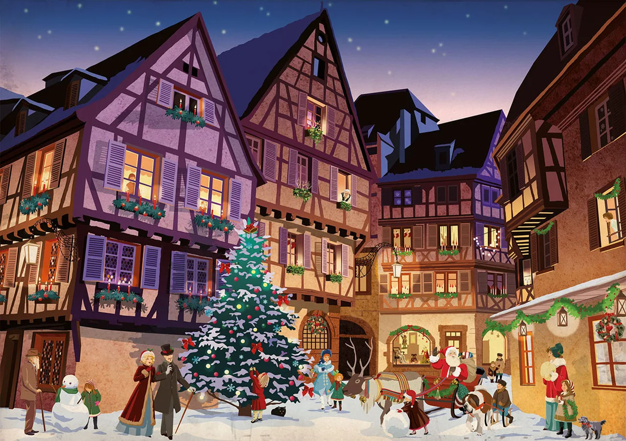 

JMINE Div 5D Village house Christmas tree Full Diamond Painting cross stitch kits art Scenic 3D paint by diamonds