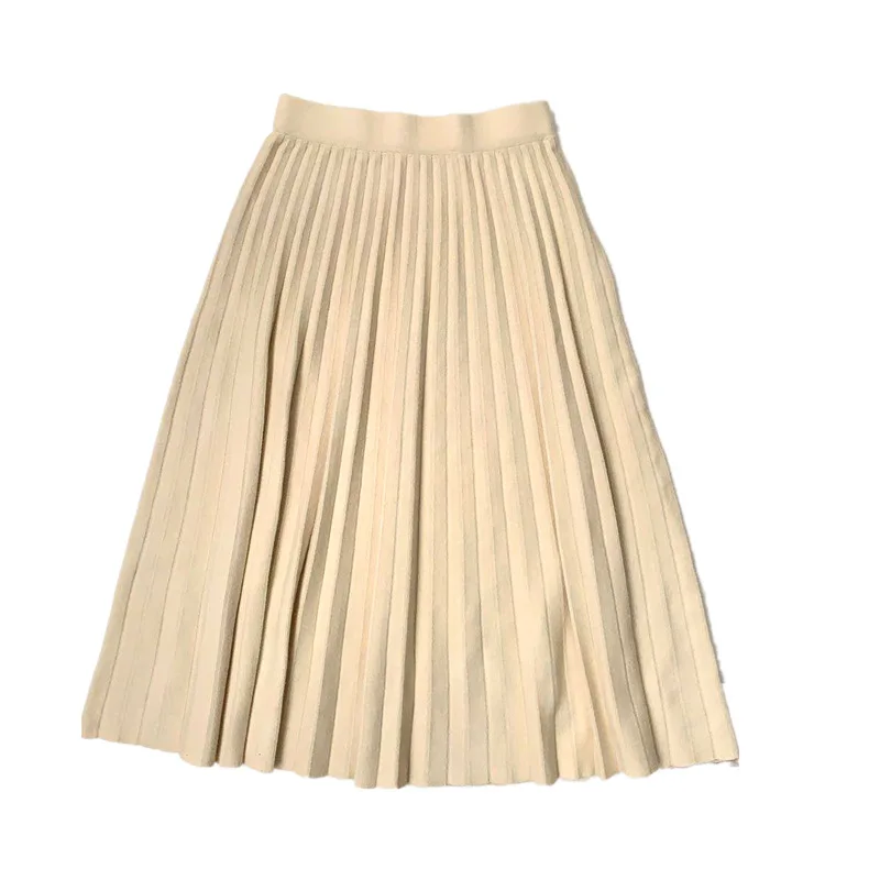 Однотонная элегантная плиссированная юбка женская повседневная миди с высокой