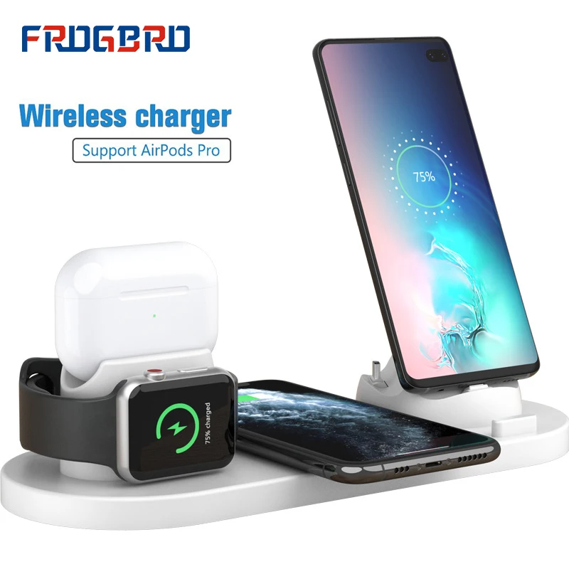 Беспроводное зарядное устройство Qi 10 Вт док станция для iPhone 11 Pro XS Max XR 6 в 1 быстрой