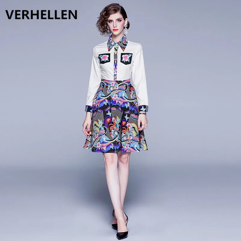 Женское модельное платье с длинным рукавом VERHELLEN элегантное отложным воротником