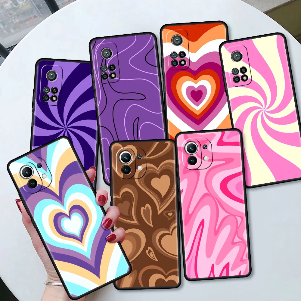 

Black Soft Case for Xiaomi Mi 10T Pro 11 9T CC9 CC9E Note 10 A2 Lite Tpu Cover Shockproof Phone Cover Heart