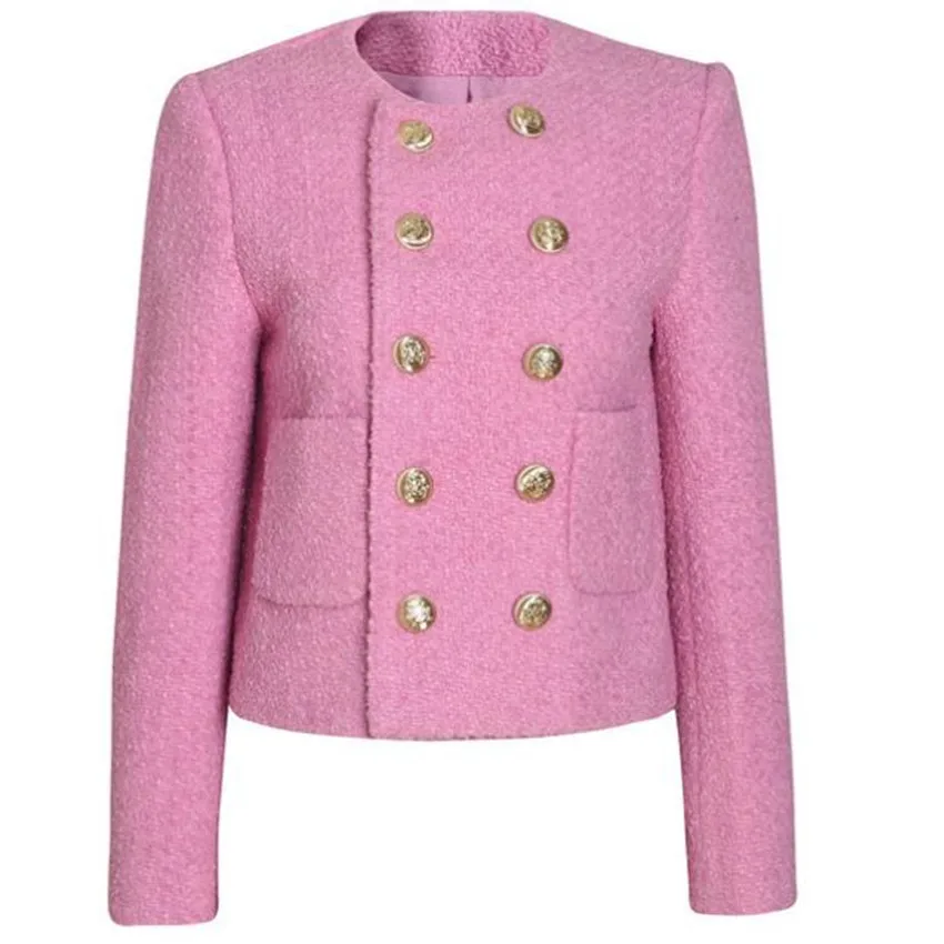 

Женская твидовая короткая шерстяная куртка, винтажная плотная двубортная приталенная куртка во французском стиле, Осень-зима