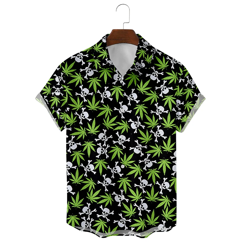 

The most fashionable summer star element 3D digital printing trend short sleeve shirt loose men's shirt