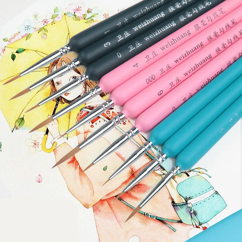 

Голубая миниатюрная кисть для рисования, 1 шт., кисти для художественных работ с эргономичной деревянной ручкой, кисть для рисования акрилов...