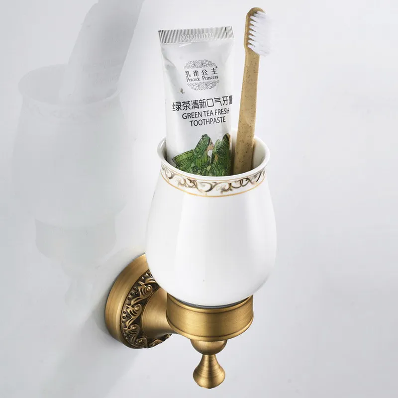 

Antique Brass Single Tumbler Holder Cup & Tumbler Holders Toothbrush Holder Bathroom Accessories