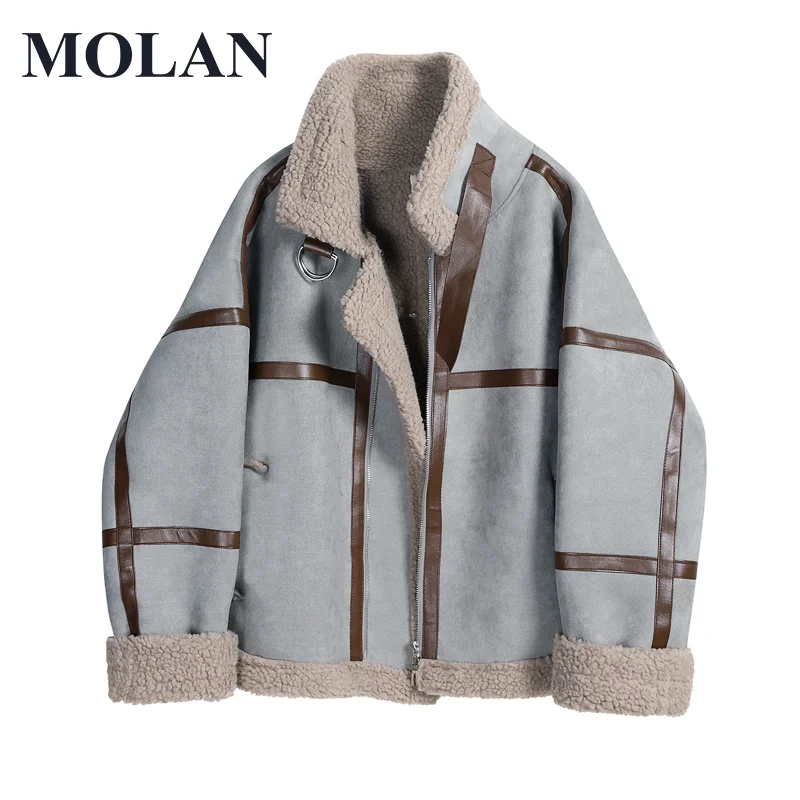 

MOLAN Oversize Cashmere Lamb Coat Woman Patchwork Deerskin Fashion Warm 2021 New Winter Casual Harajuku Coat Female Chic Outwear