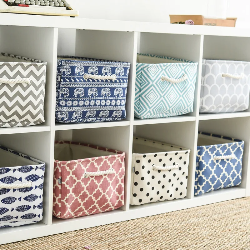 

Cube Canvas Fabric Storage Basket Clothes Folding Storage Box For Nursery Underwear Toy Organizer Laundry Basket With Handle