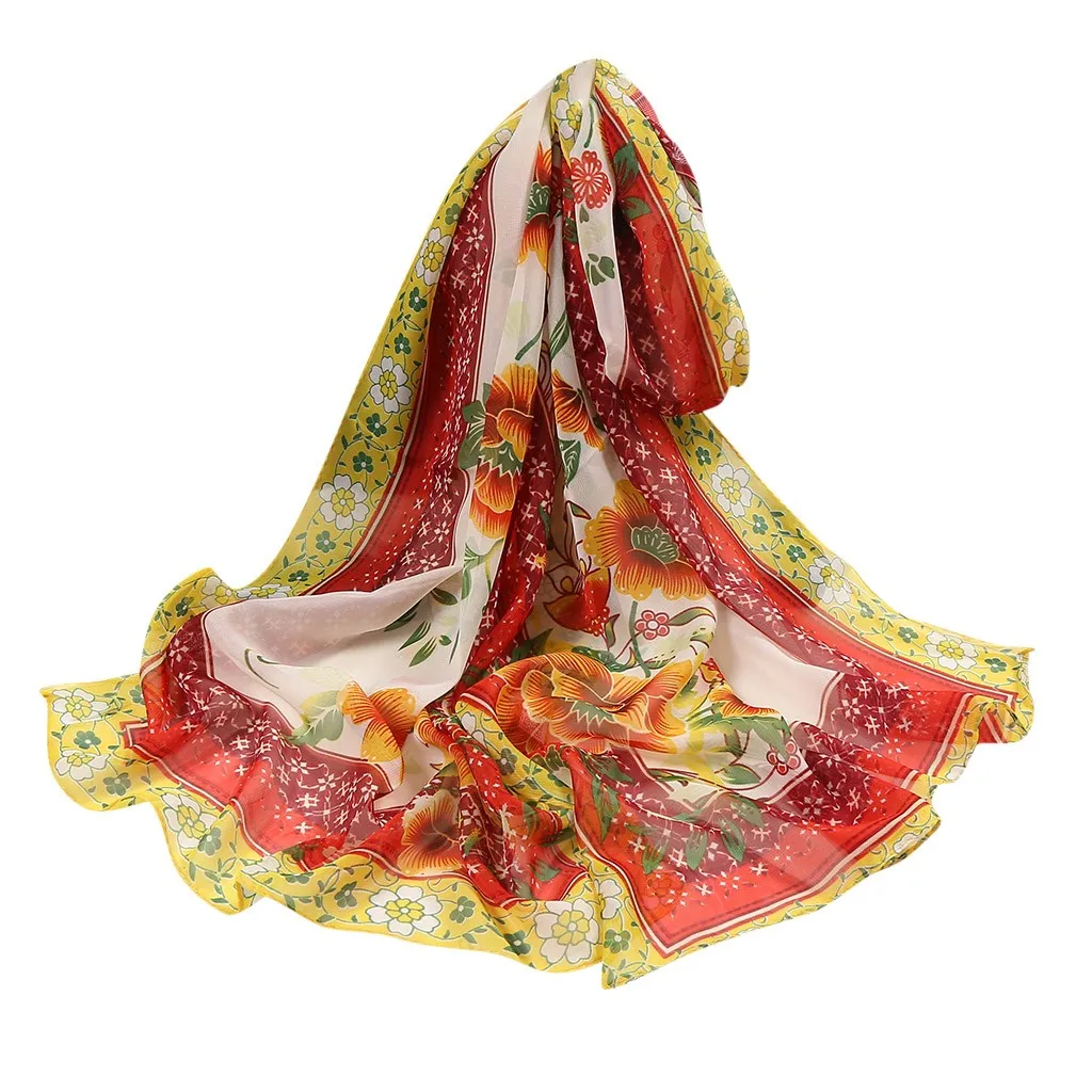 Женская шелковая в стиле ретро шарфы 160*50 см Женский Длинный мягкий шарф с принтом