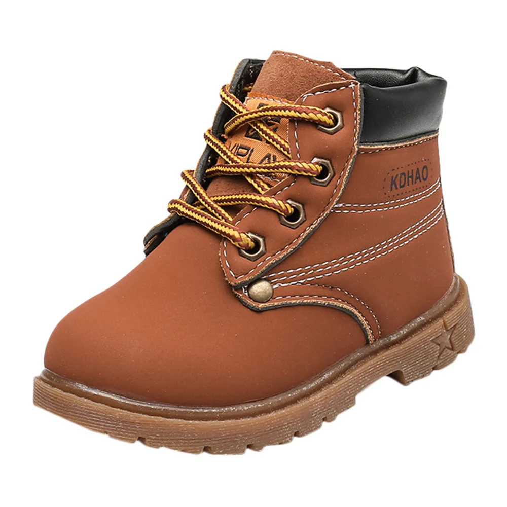 Сапоги для маленьких девочек и мальчиков сезон осень-зима Новинка теплые ботинки