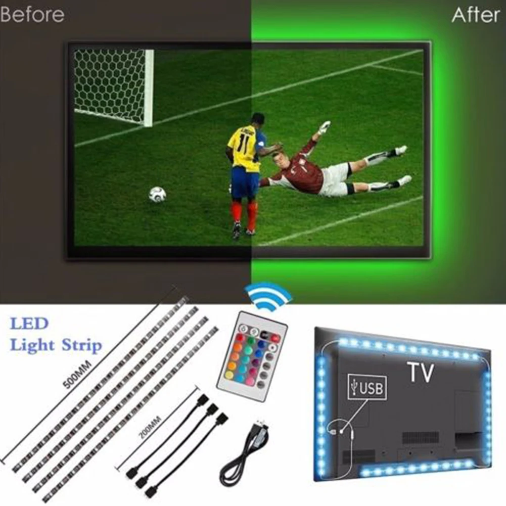 

4 Pcs 5v Party RGB LED Atmosphere Decorative TV Background Flexible Bar Wall USB Power Home Gift Light Strip Remote Control