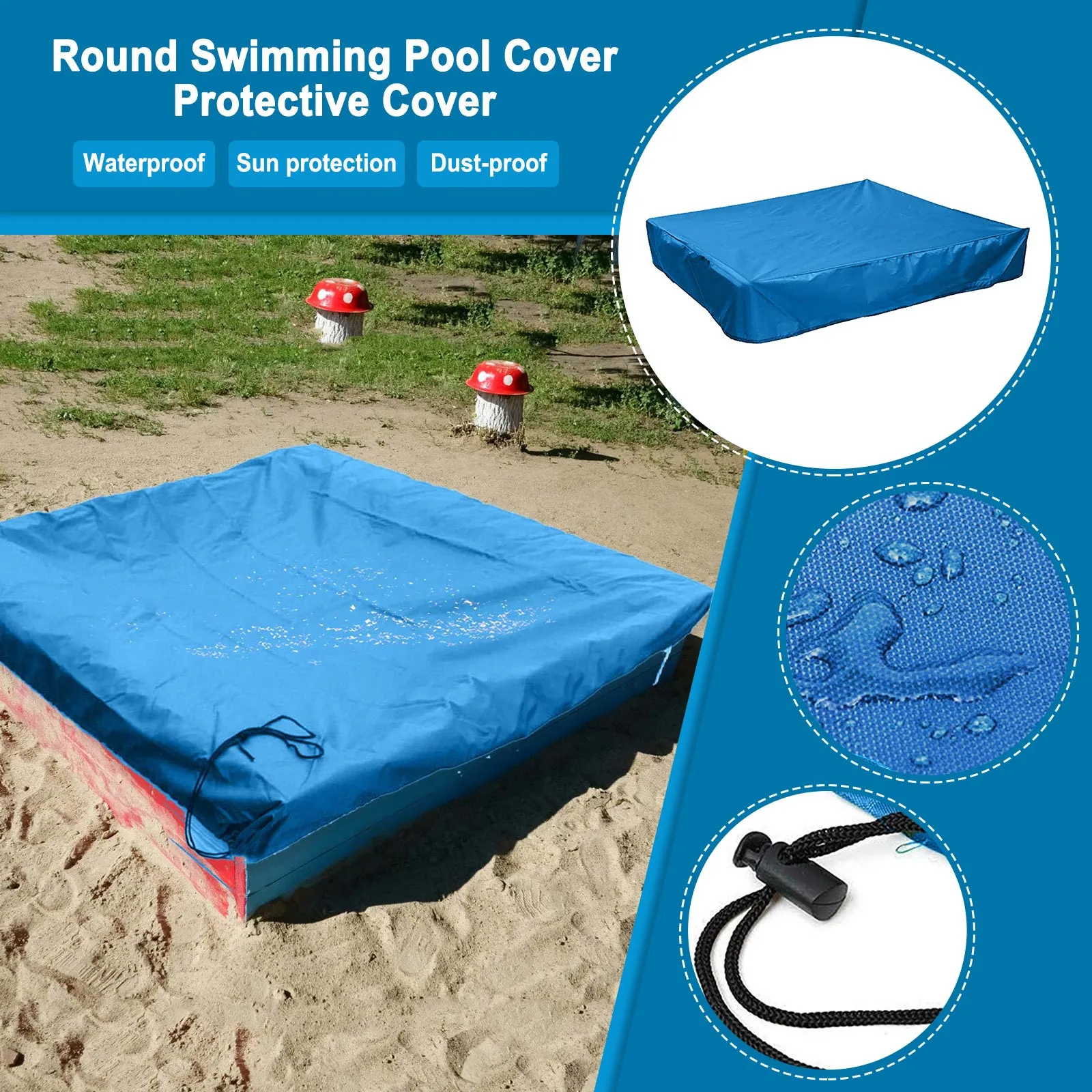 

Children's Sandpit Cover Small Swimming Pool Cover Waterproof Sunshade Cover Solid Oxford Cloth Home Washing Machine Covers