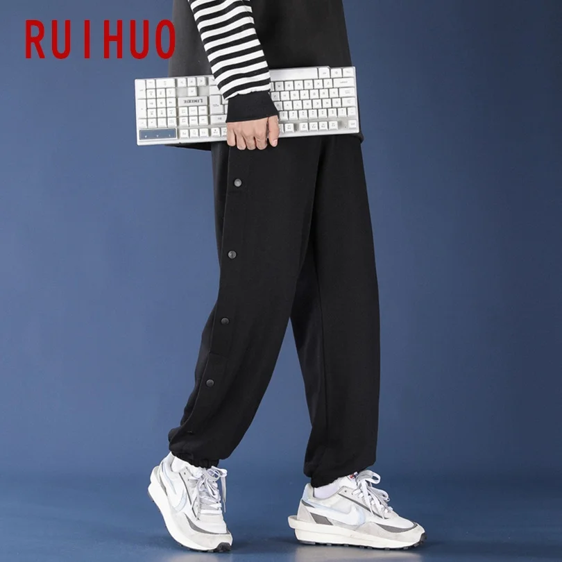 

RUIHUO Hip Hop Harem Pants Men Joggers Sweatpants Japanese Streetwear Men Pants Trousers Ankle-Length Casual Mens Pants 2021