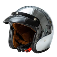 open face motorcycle helmet vintage kask capacete chrome silver retro casque mirror pilot jet moto 34 half casco