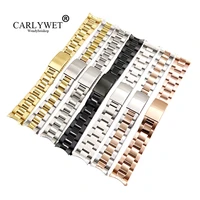 carlywet 13 17 19 20mm wholesale 316l stainless steel two tone rose gold silver watch band strap oyster bracelet for dayjust