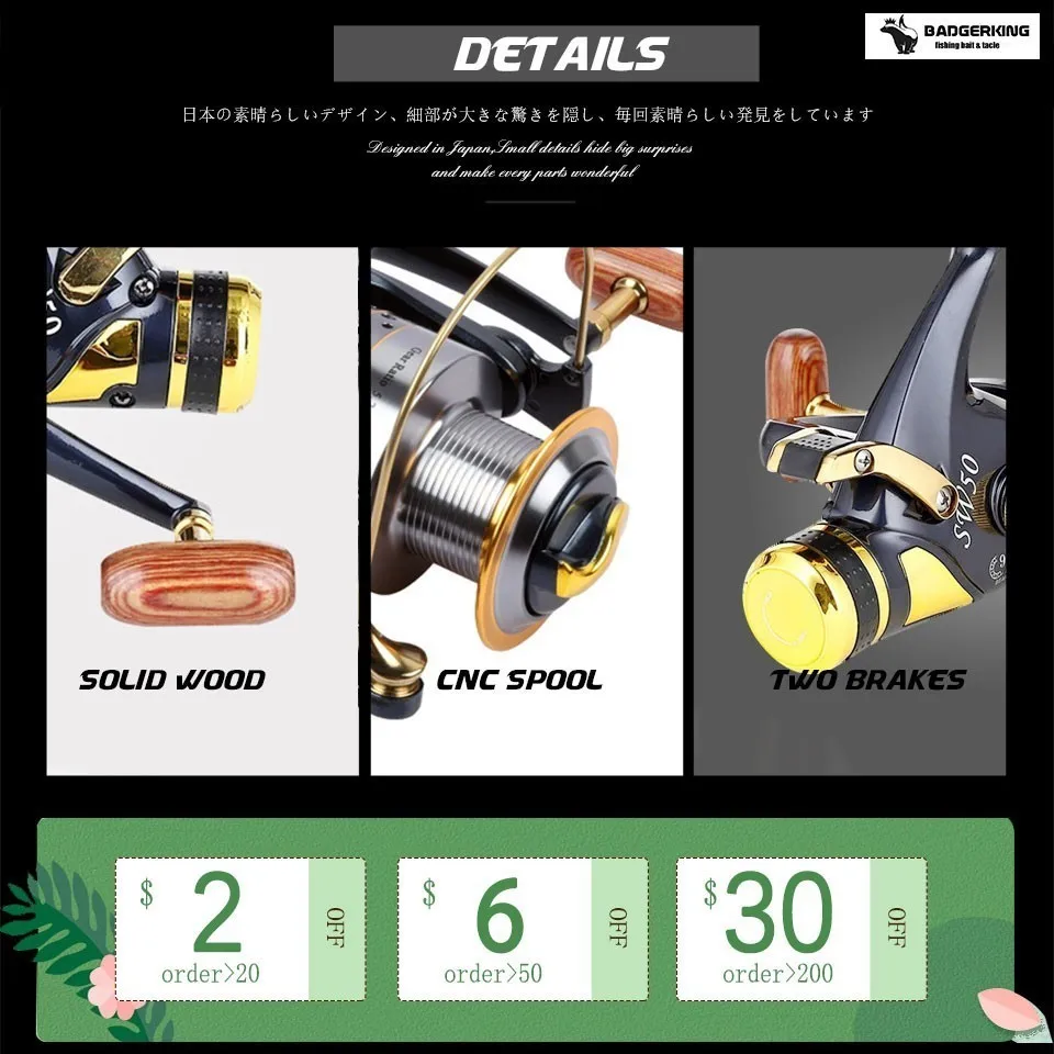 Двойная тормозная спиннинговая Рыболовная катушка для ловли карпа и спорта |