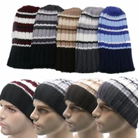 9colors unisex outdoor sports warm vertical stripes knitted cap baggy cap woolen knitted hat