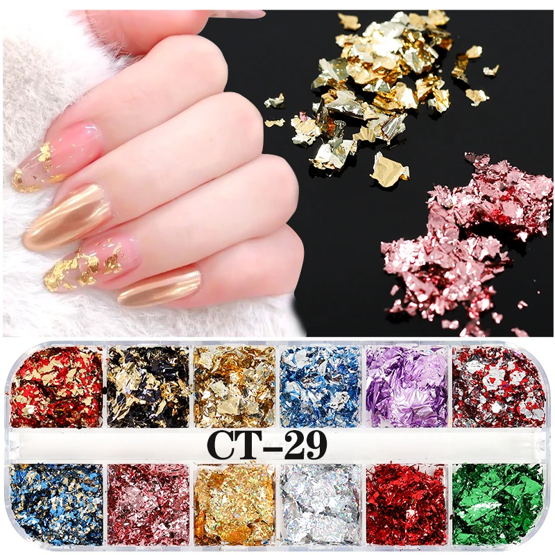 12 видов цветов/комплект лазерная золото серебро алюминий нерегулярные