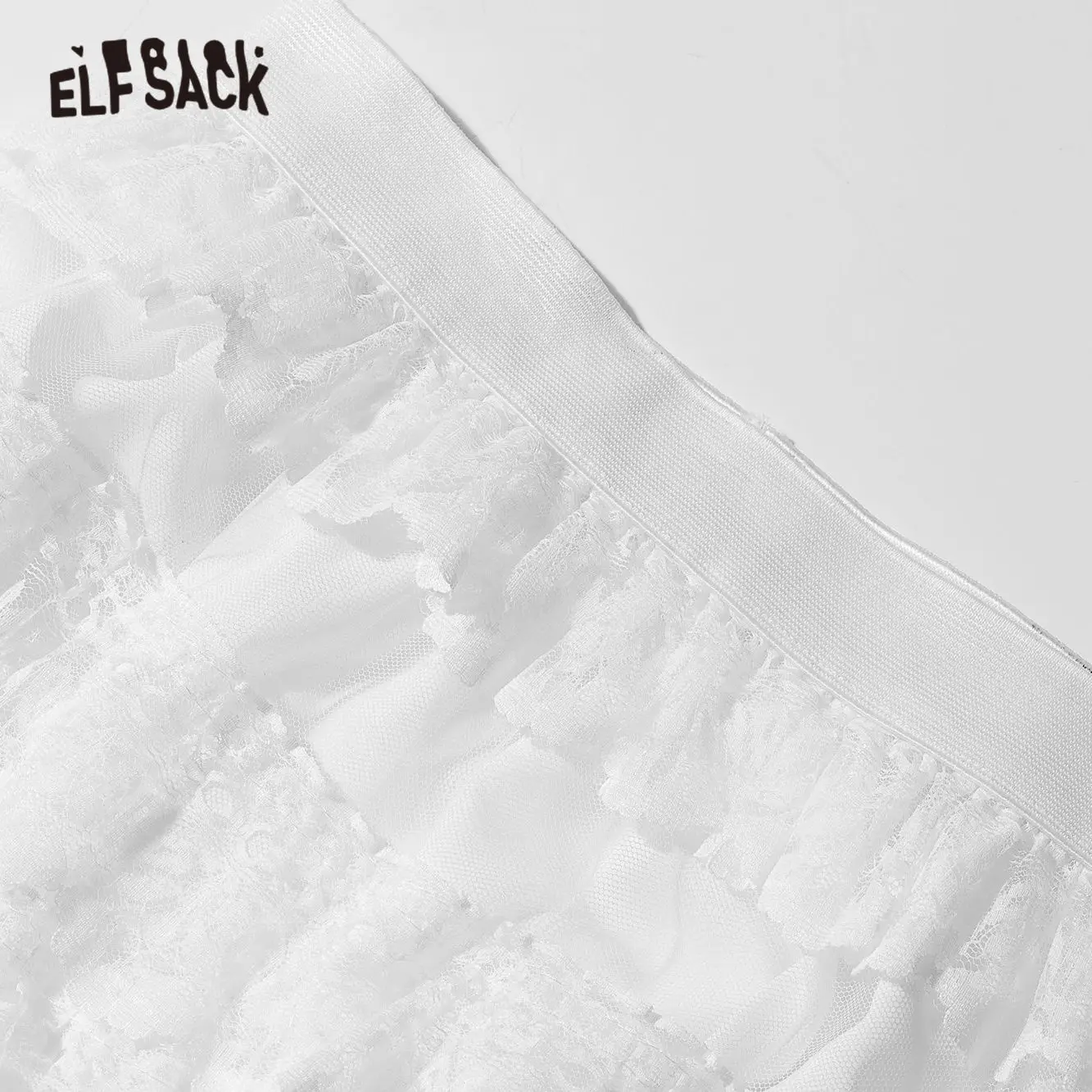 Женская Повседневная Юбка миди ELFSACK белая однотонная многослойная юбка с