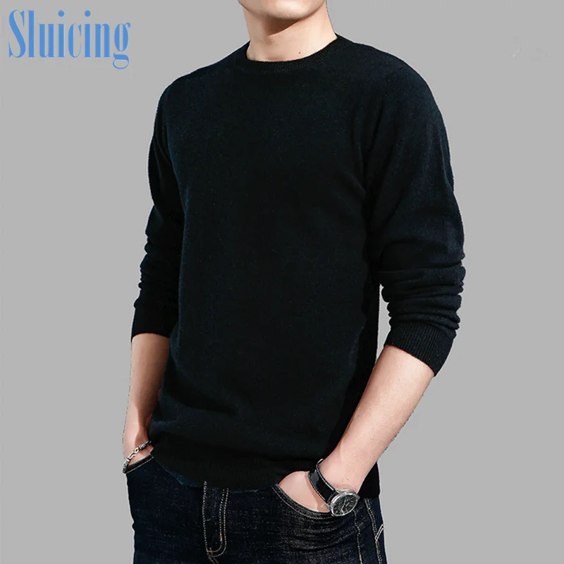 

SLUICING Men's fashion autumn winter round neck Pullover men's solid color men's sweater sweater comfortable trend
