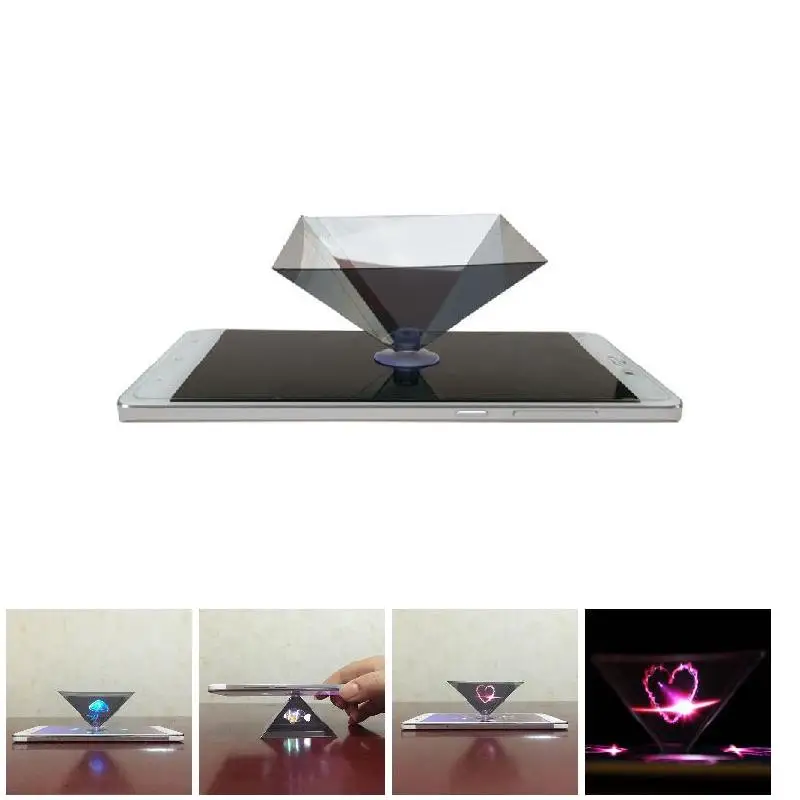Новый 3D Голограмма Пирамида дисплей проектор видео Стенд Универсальный для