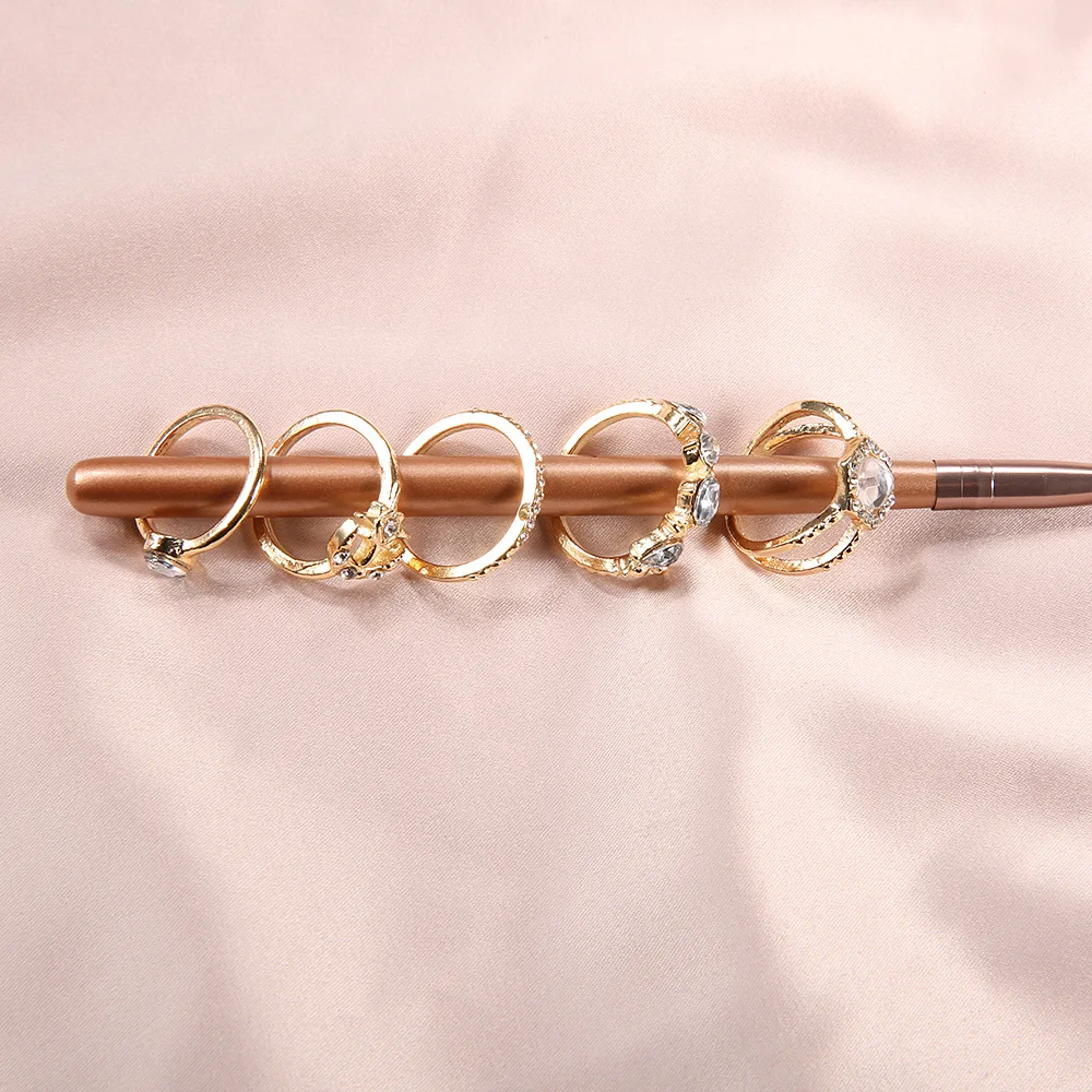 5 шт./компл. женские кольца в богемном стиле с кристаллами форме капли воды милые