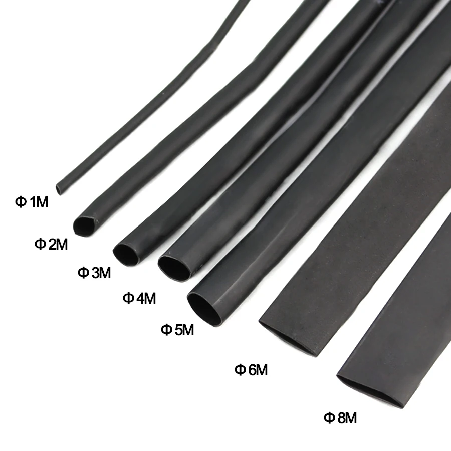 

8 Meter/set Heat Shrink Tube kit 1/2/3/4/5/6/8/10mm 2:1 Black Heat Shrink Tubing Shrinkable Sleeving Wrap DIY Connector wire kit