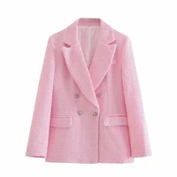 slmd stylish chic pink short suits women 2021 fashion double breasted pockets blazers side zipper asymmetrical shorts suits