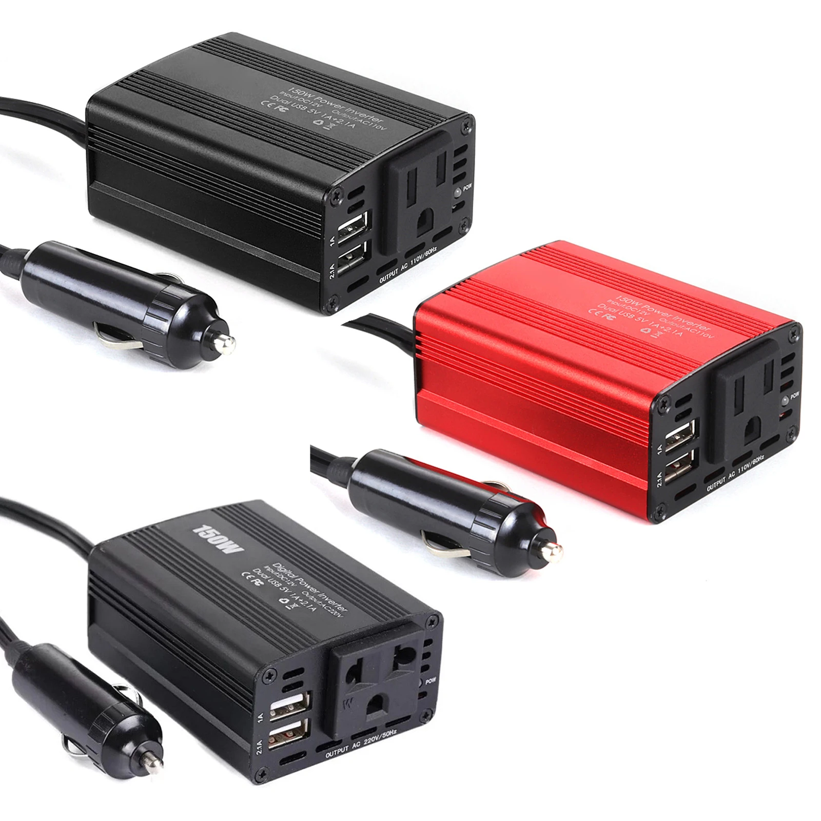

150w Cigarette Lighter Voltage Transformer Dual USB Ports Car Output Voltage Transformer Car Inverter for Driving Travelling Car