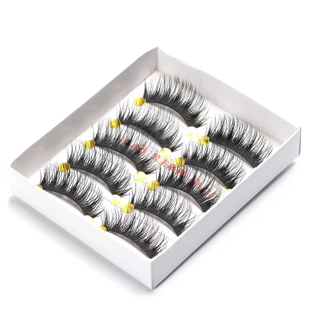 Натуральные длинные черные Накладные ресницы ручной работы 5 пар Толстые горячие