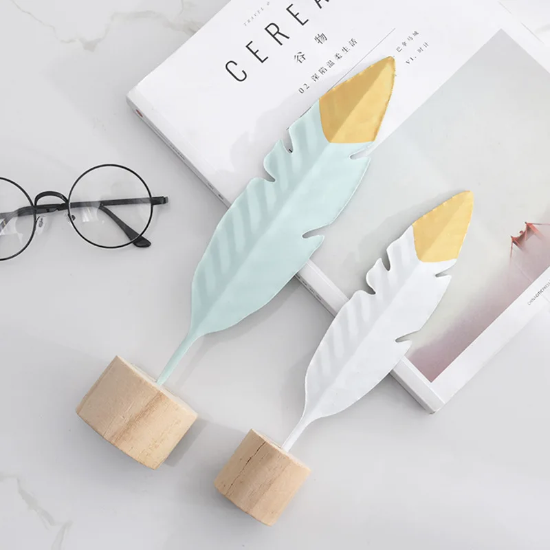 Скандинавские креативные металлические украшения в форме перьев для рабочего