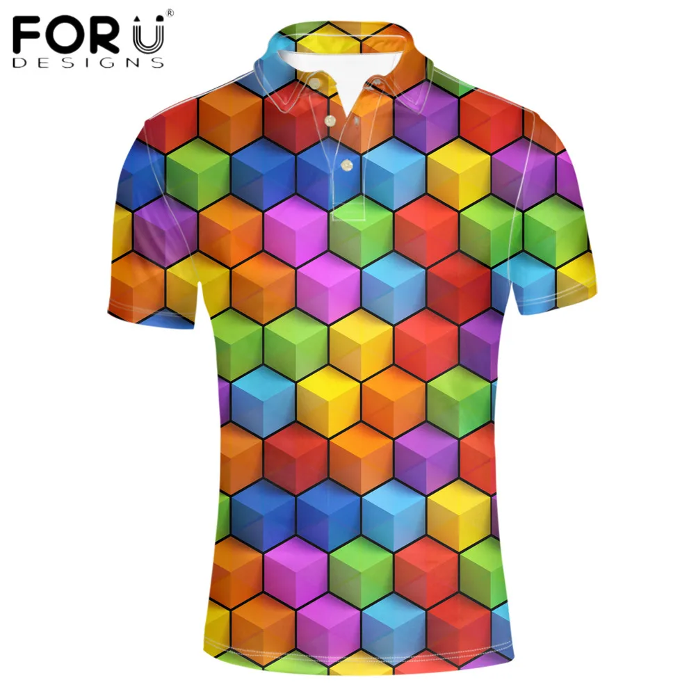 FORUDESIGNS/Модная Мужская рубашка с коротким рукавом цветная поло высокое качество