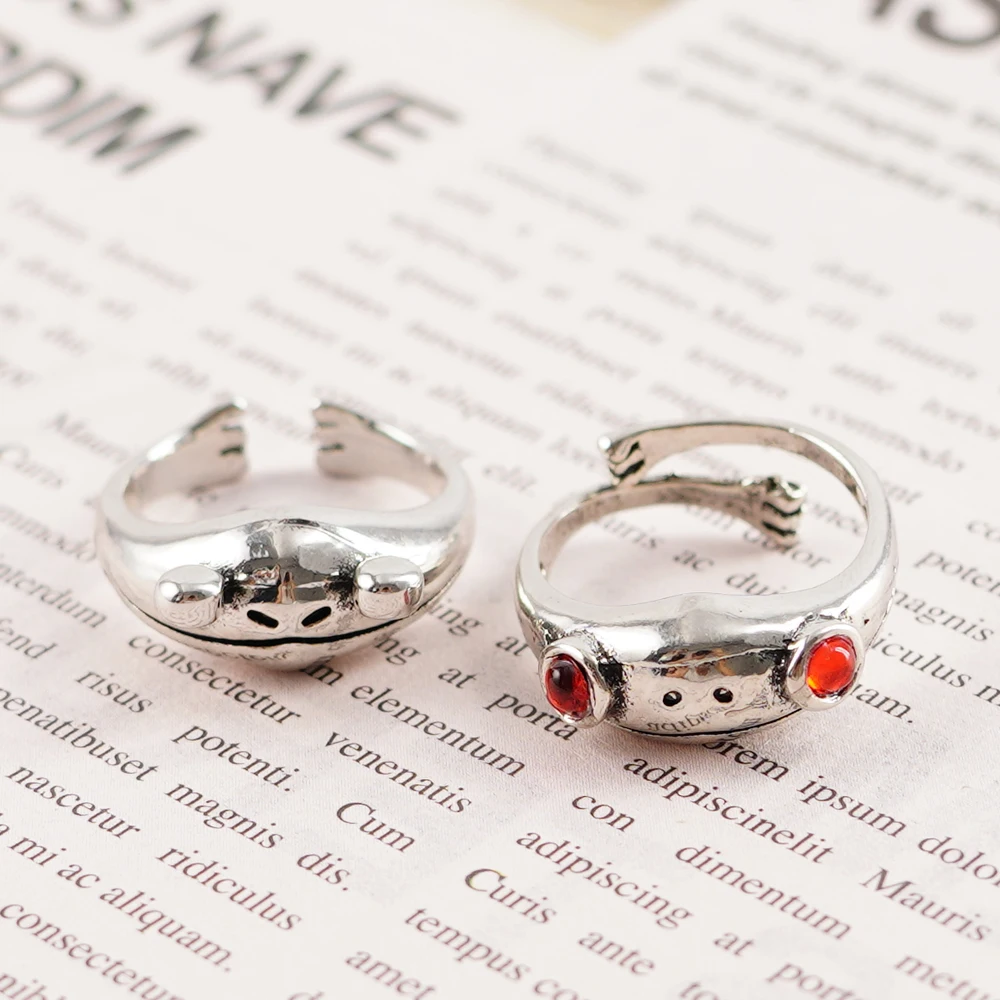 

Women Cute Frog Ring Frog Lady Cartoons Open Ring Men Retro Punk Animal Figure Ring Fashion Party Bohemian Hip Hop Jewelry