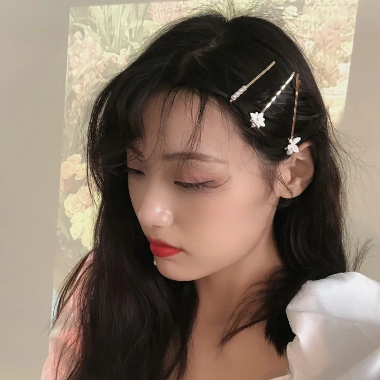 

Stick Simulated-pearls Butterfly Hair Accessories for Girls White Flower Sweet Hair Clips