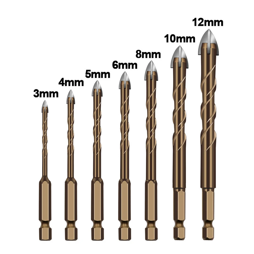 

3-12mm Cross Hex Tile Drill Bit Hole Opener Set, For Glass Ceramic Concrete Drill, Hard Alloy Triangle Drill Bit Tool Kit