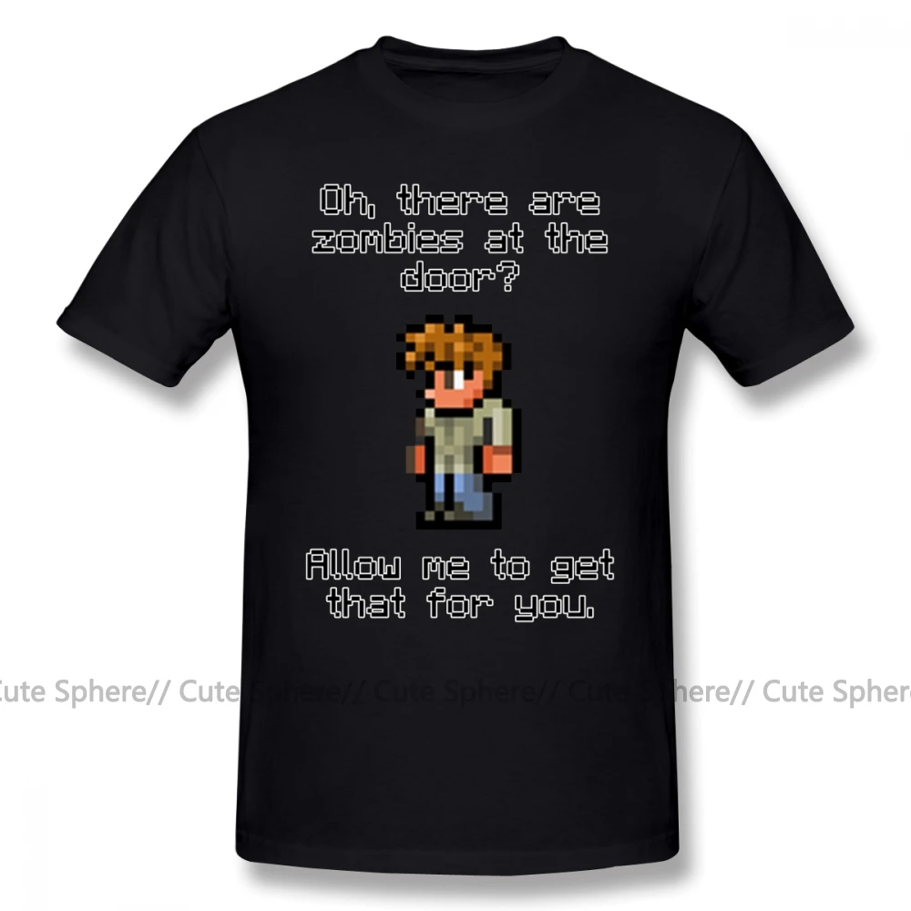 Terraria футболка гид лайков зомби футболка с милым принтом Футболка 6xl Мужская Уличная хлопковая футболка с коротким рукавом - Цвет: Black