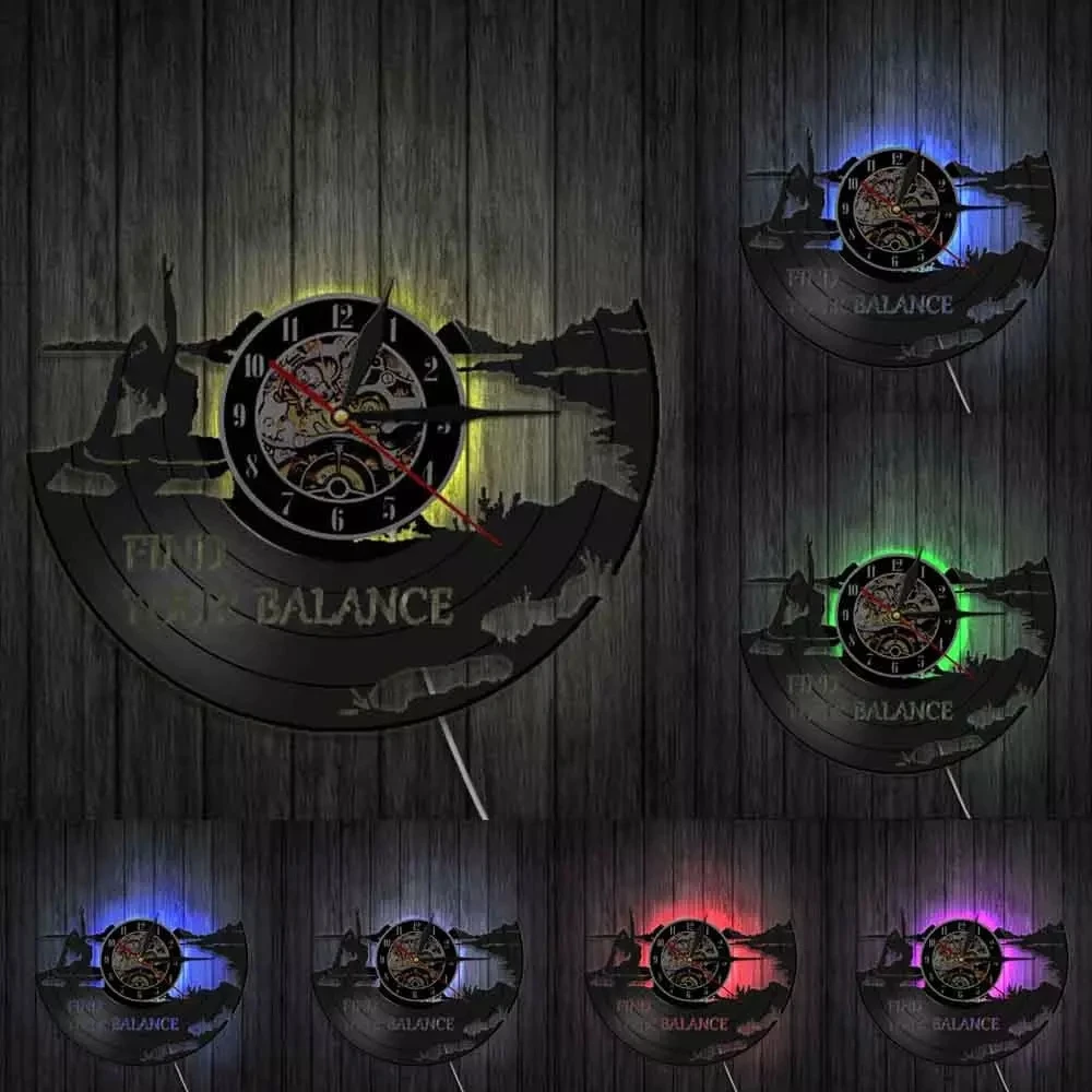 Настенные часы с цитатами светодиодная лампа для занятий йогой виниловой