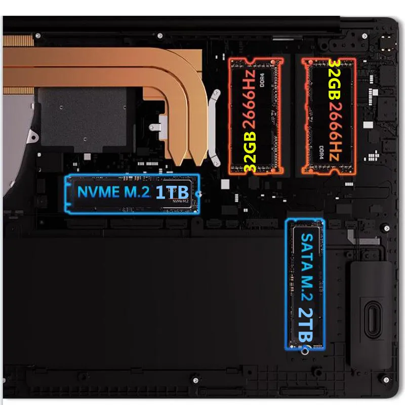 DDR4 RAM 64GB 3TB SSD Ultrabook Metal Computer 2.4G/5.0G Bluetooth  AMD Athlon Gold 3150U windows 10 Pro 15.6inch metal laptop