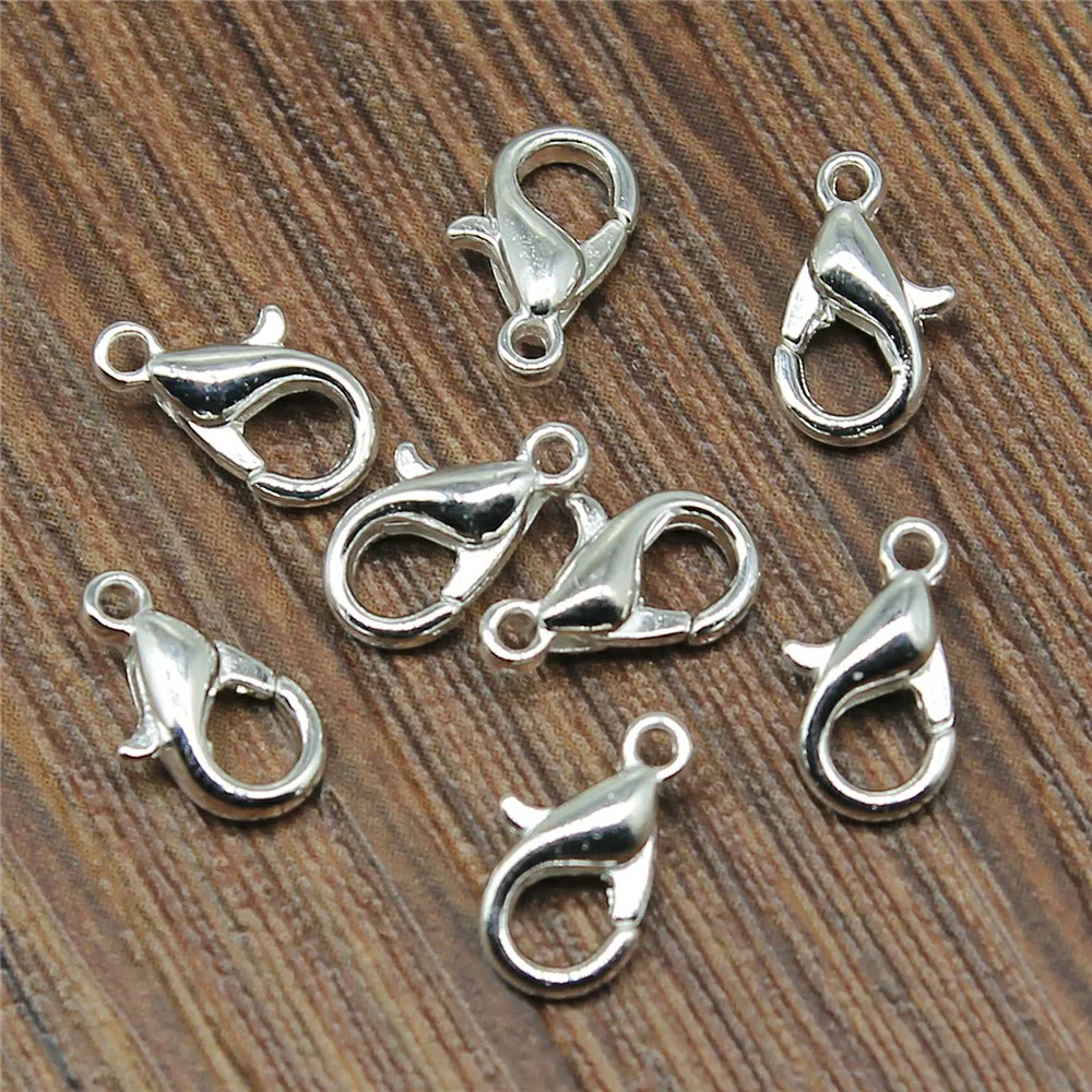 

50pcs 8 Colors 12mm 10mm Metal Alloy Lobster Clasp Hooks For Necklace & Bracelet Chain DIY Fashion Jewelry Findings