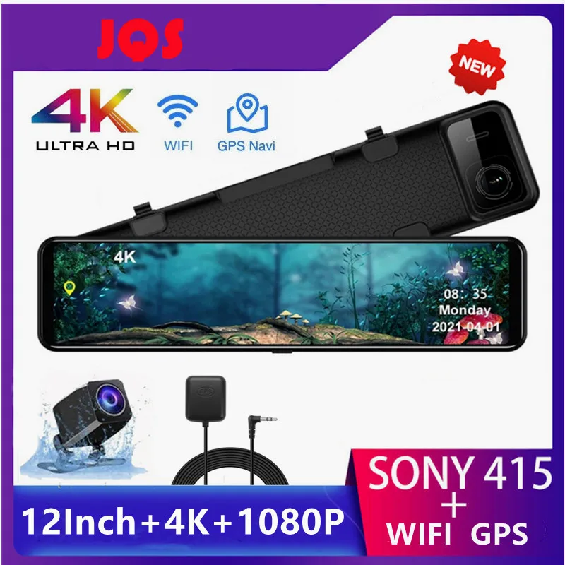 Автомобильный видеорегистратор 4K 12 дюймов Sony IMX415 Ultra HD 3840*2160P Автомобильные