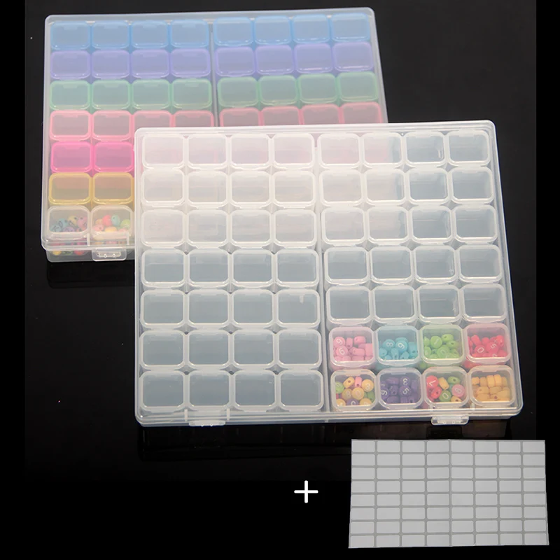 

28/56 Slot Multi-color Transparent Plastic Storage Box Diamond Painting Accessories Tool Nail Art Rhinestone Bead Storage Box