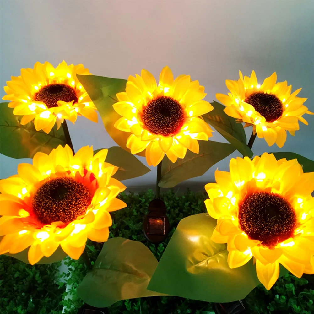 

2Pcs Solar LED Sunflower Style Lawn Light Waterproof Creative Garden Solar Light For Outdoor Garden Yard Christmas Decor