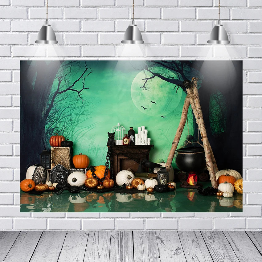 

Halloween Backdrop Pumpkin Moon Bat Photography Background Baby Newborn Birthday Photo Studio Photophone